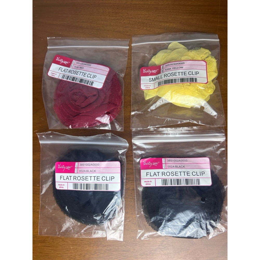Thirty-One rosette clips All New Black‎ Red Yellow Set Of 4